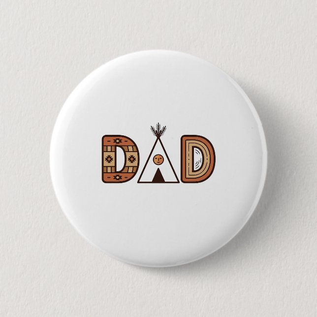 Färgglad Dad Teepee Bokstavsskjorta Design_1 Knapp (Framsida)