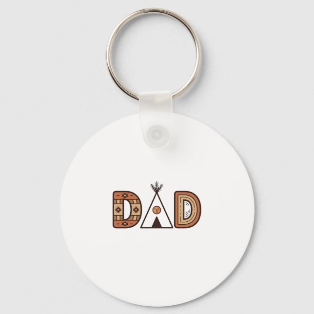 Färgglad Dad Teepee Bokstavsskjorta Design_1 Nyckelring (Framsida)