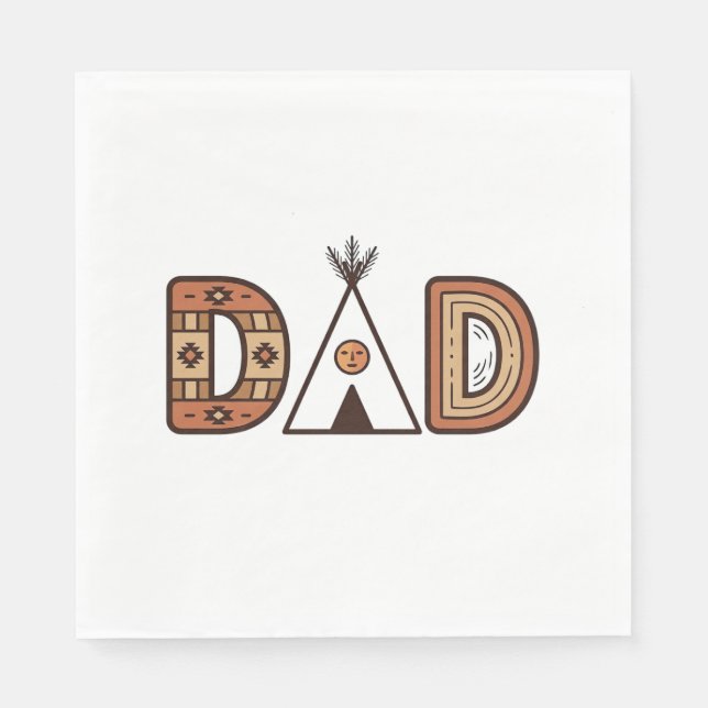 Färgglad Dad Teepee Bokstavsskjorta Design_1 Pappersservett (Framsidan)