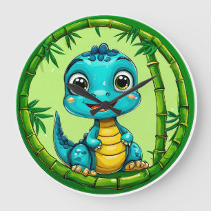 Färgglad Dino Tidstykke Leksaktspresent med Dino Stor Klocka