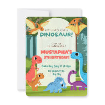 Färgglad Dinosaurie Barn 3-års Födelsedagsinbjudan