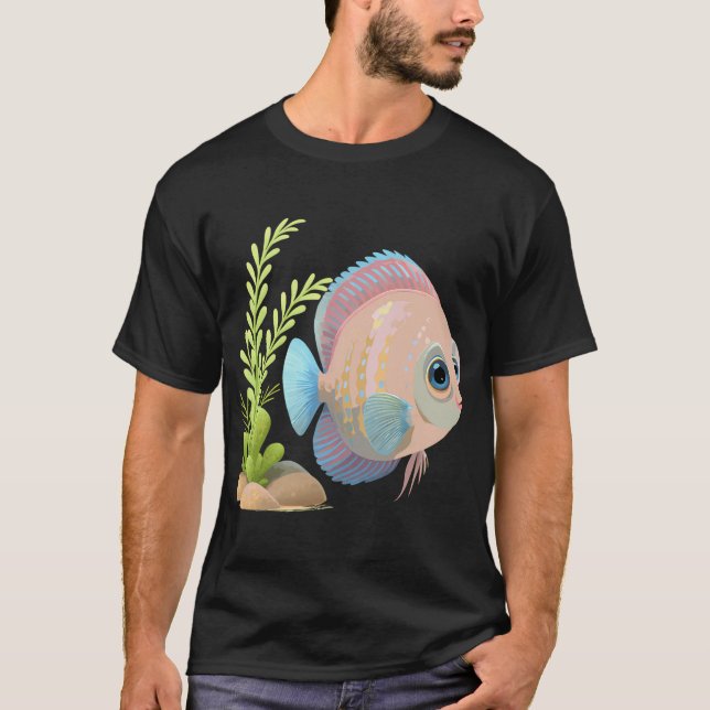 Färgglad Discusfisk Nära Växter T Shirt (Framsida)