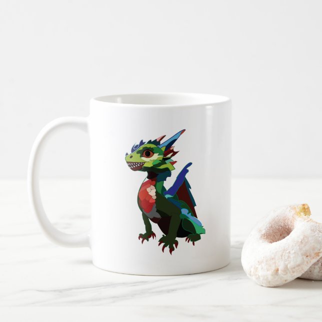 Färgglad Drak  Kaffemugg (Med munk)