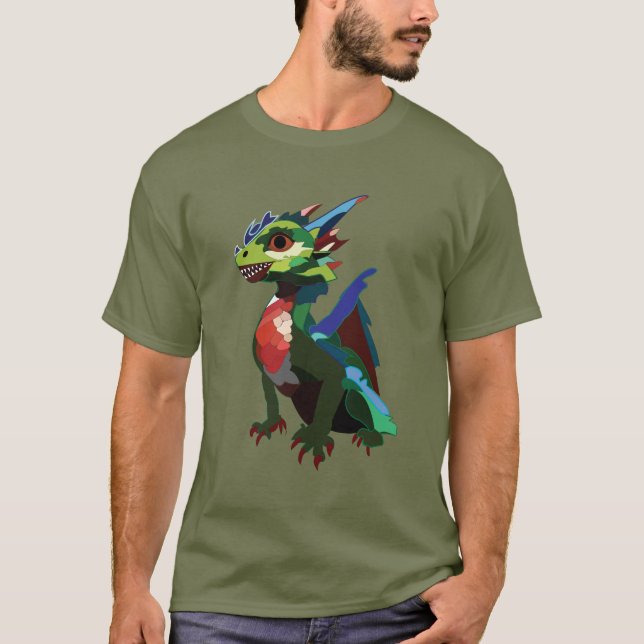 Färgglad Drak  T Shirt (Framsida)