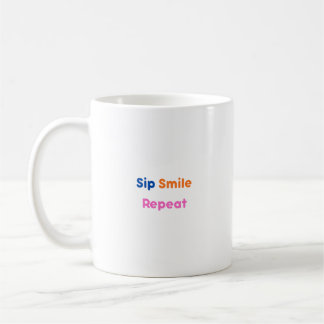 Färgglad "Drick, Smil, Upprepa" Söt Leende Typogra Kaffemugg