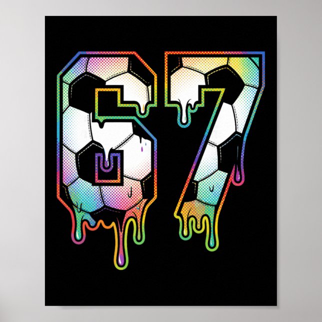 Färgglad droppande 67 universitet nummer fotboll h poster (Framsidan)
