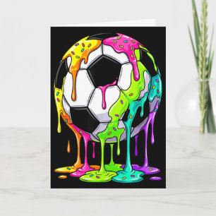 Färgglad droppande fotbollskonst sportillustration kort