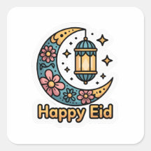 Färgglad Eid Mubarak halvmåne dekal