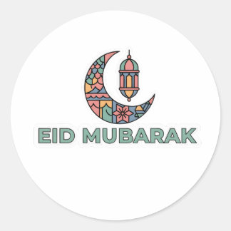 Färgglad Eid Mubarak halvmåne dekal Runt Klistermärke