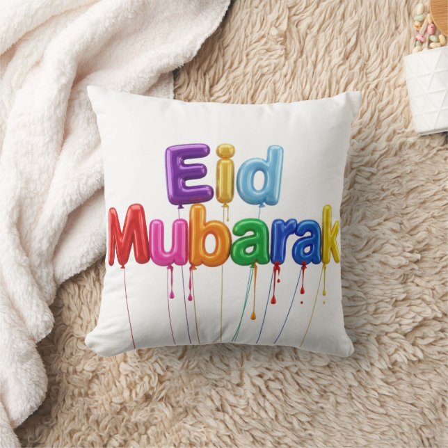 Färgglad eid mubarak-text med smältande färgdroppe kudde (Filt)