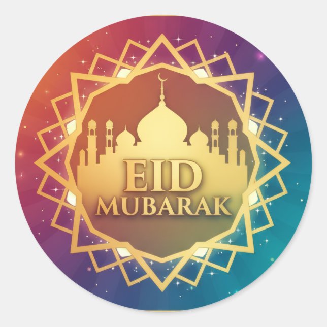 Färgglad Eid Runt Klistermärke (Framsida)