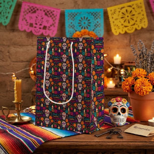 Färgglad El Día de los Muertos Blommig Sockerskall