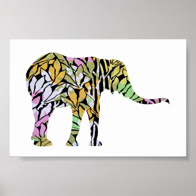 Färgglad Elefant Poster (Framsidan)