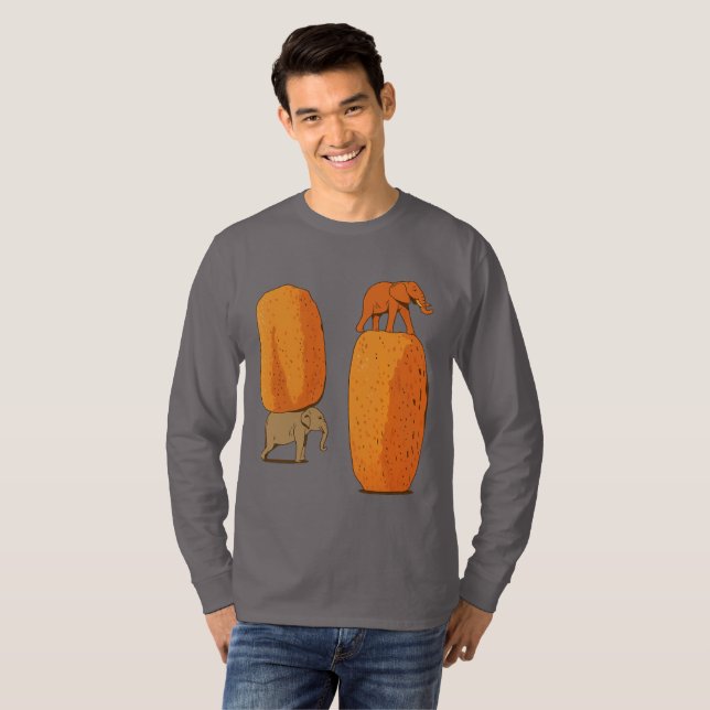 Färgglad Elefantbalanskonst T Shirt (Hel framsida)
