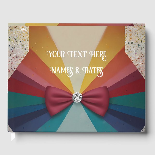 Färgglad Elegant Regnbågsbröllop Gästböcker (Framsida)