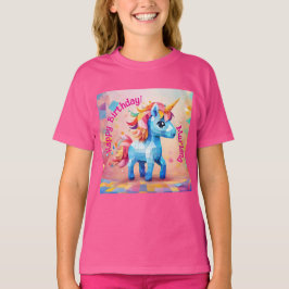 Färgglad Enhörning Pinata Födelsedag T Shirt