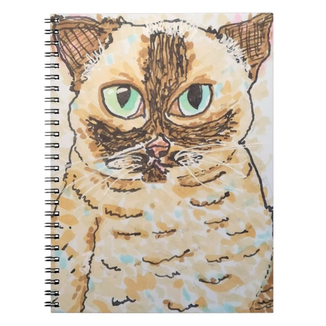 Färgglad Excentrisk Kattporträtt Anteckningsbok (Framsidan)