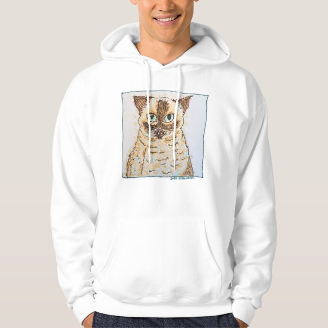 Färgglad Excentrisk Kattporträtt Hoodie (Framsida)