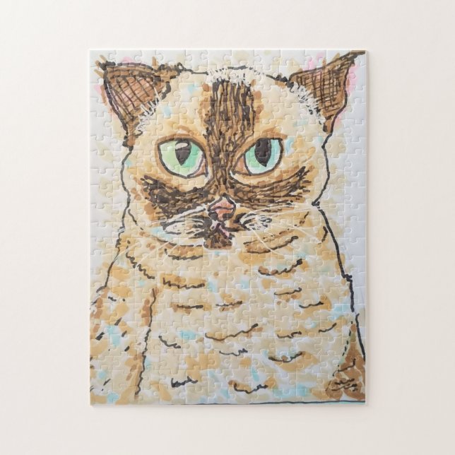 Färgglad Excentrisk Kattporträtt Pussel (Vertikal)