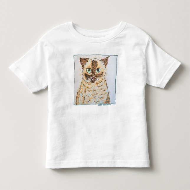 Färgglad Excentrisk Kattporträtt T Shirt (Framsida)