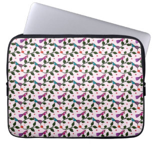 Färgglad Fågel Blommig Sömlös Mönster Gobeläng Laptop Fodral
