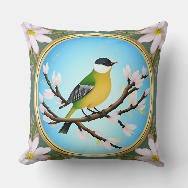 🌿 Färgglad Fågel Kudd Naturälskare Present 🐦 Kudde (Framsida)