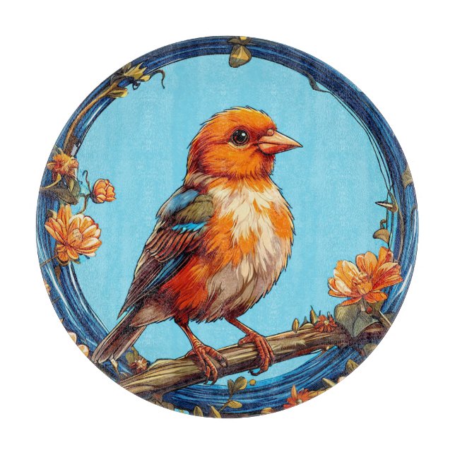 Färgglad fågel med blomster ram (Framsidan)