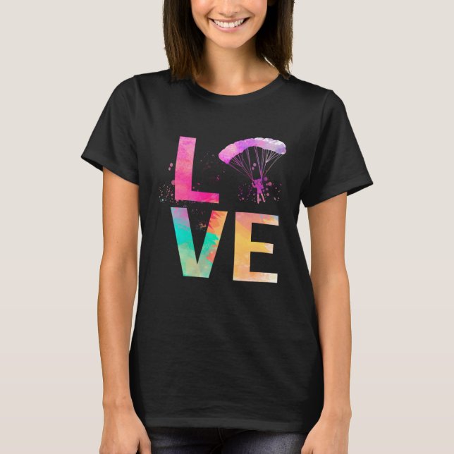 Färgglad fallskärmsmamma  Fallskärmshopp T Shirt (Framsida)