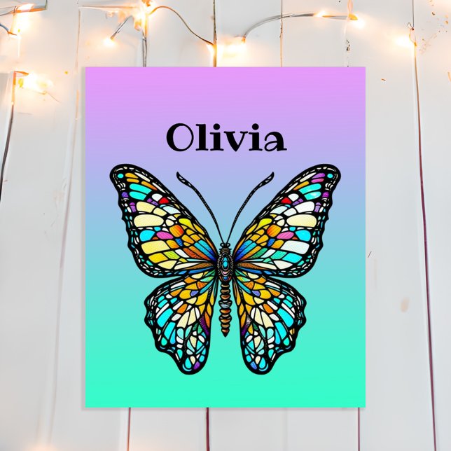 Färgglad Färgat Glas Fjäril Personlig Poster (Skapare uppladdad)
