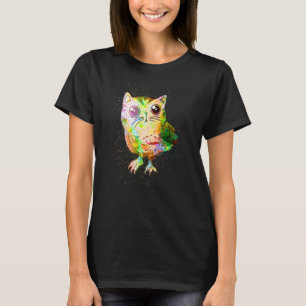 Färgglad färgsprut Surrealistisk Katt Uggla T Shirt