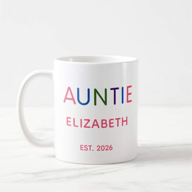Färgglad Faster Personligt Namn Datum Kaffe Mugg (Vänster)