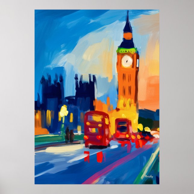 Färgglad Fauvistisk Londonutsikt Väggkonst (Framsidan)