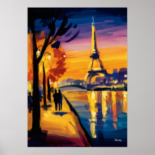 Färgglad Fauvistisk Paris Eiffeltorn Väggkonst