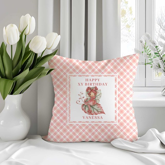 Färgglad fe-girl blush blomster födelsedags kudd  kudde (Colorful Fairy Girl Blush Floral Birthday Pillow Gift

)