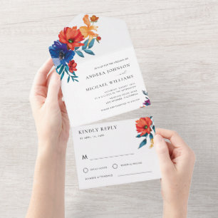 Färgglad Fiesta Blommig Mexikansk RSVP Bröllop