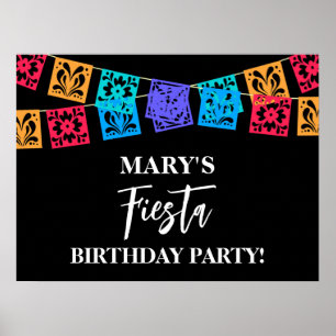 Färgglad Fiesta Födelsedagsfest Svart Poster