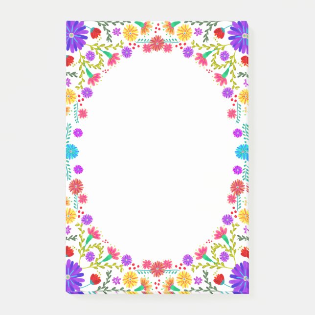 Färgglad Fiesta Mexikansk Blommig Ram Post-it Block (Framsida)