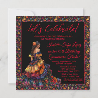 Färgglad Fiesta Quinceañera-inbjudan Inbjudningar