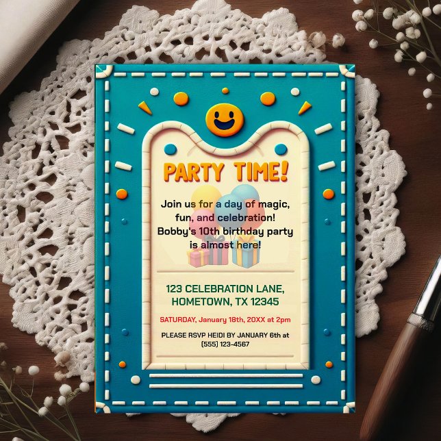 Färgglad filt barnkalasinbjudan vykort (Skapare uppladdad)