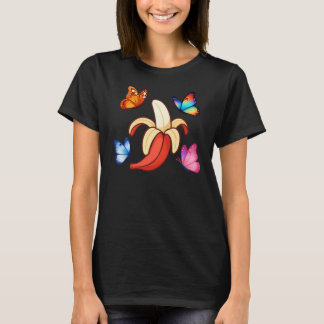 Färgglad fjäril och banan Pop Art-illustration T Shirt