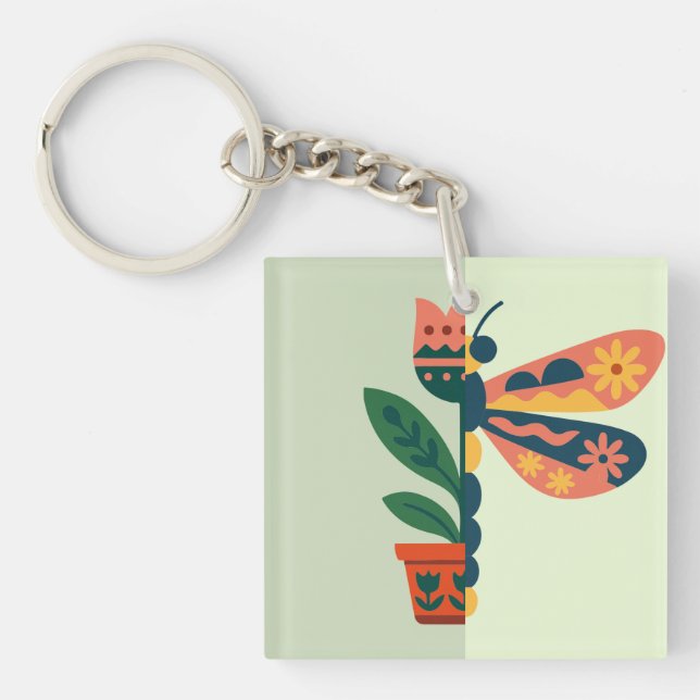 Färgglad fjärilsdekoration med blomsterelement (Framsidan)