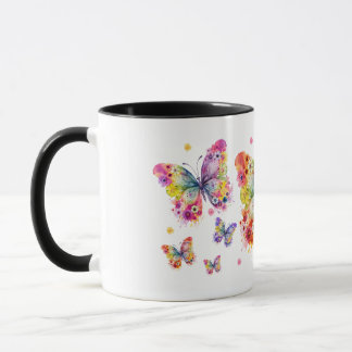Färgglad fjärilsdesign mugg