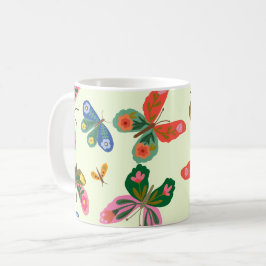 Färgglad fjärilsträdgårdsmugg kaffemugg
