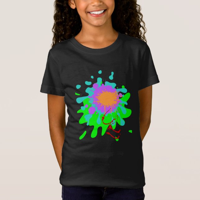 Färgglad flickas finstickad T-shirt (Framsida)