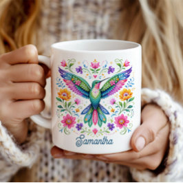 Färgglad Flok Art Kolibri Kaffemugg