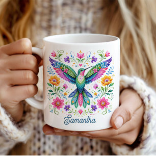 Färgglad Flok Art Kolibri Kaffemugg