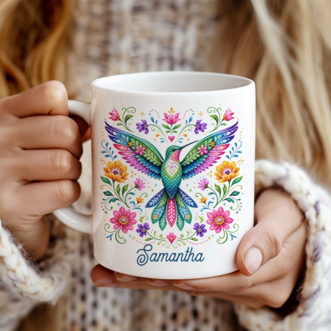 Färgglad Flok Art Kolibri Kaffemugg (Skapare uppladdad)