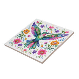 Färgglad Flok Art Kolibri Kakelplatta