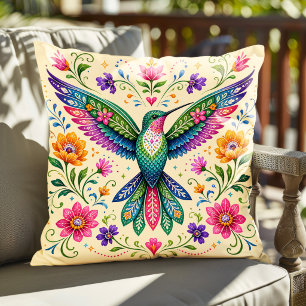 Färgglad Flok Art Kolibri Kudde