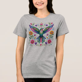 Färgglad Flok Art Kolibri T Shirt